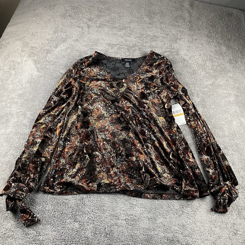 Karen Kane Tie Sleeve Top Womens Small Brown NWT